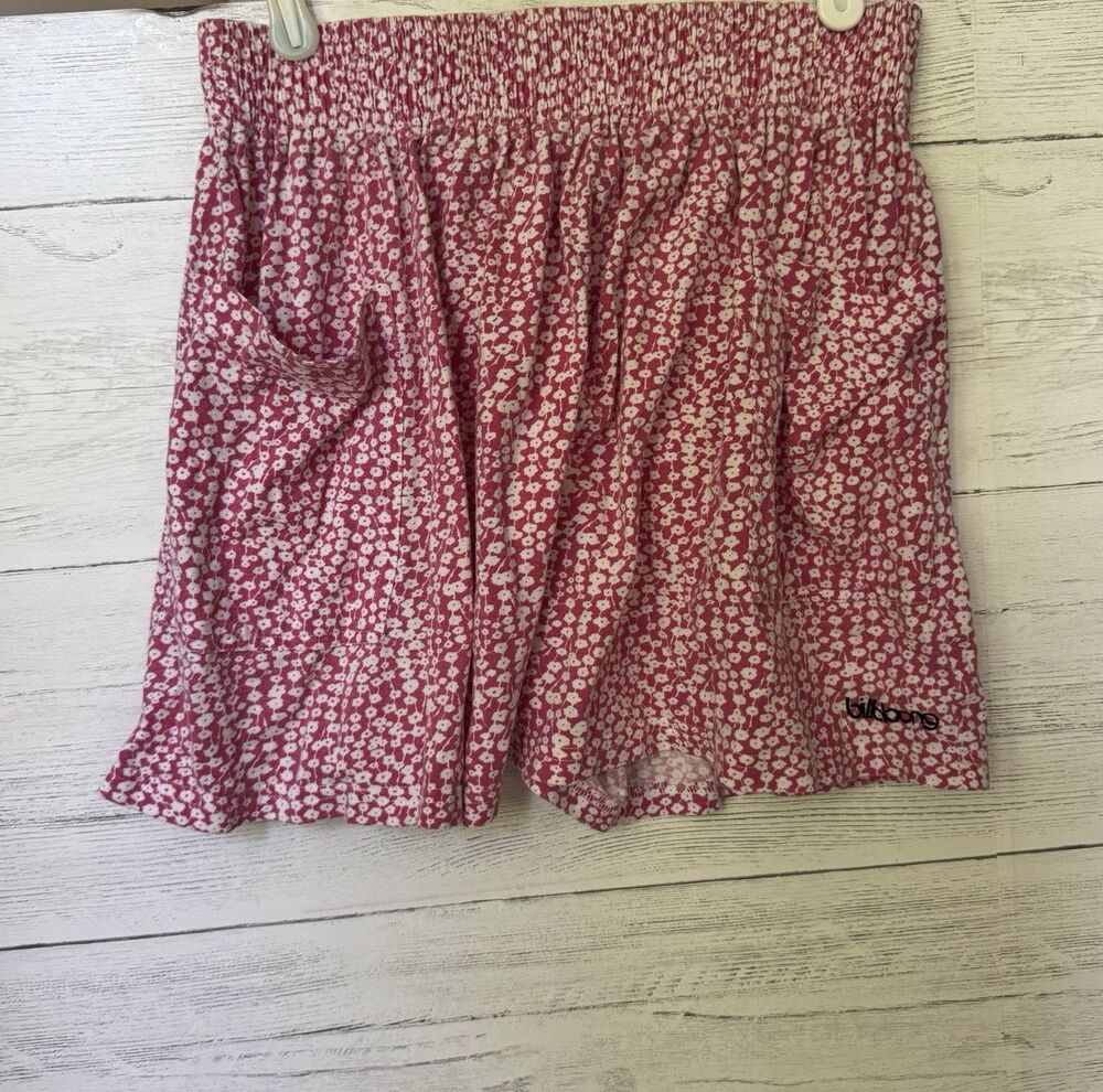Vintage Billabong Pink Floral Skirt Size Small Soft Stretchy Pockets 90s Skater